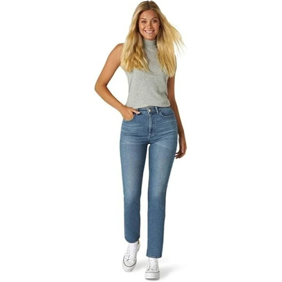 Lee Jeans Womens Blue Relaxed Fit Straight Leg Ankle Anchor Size 10 New - Picture 2 of 9